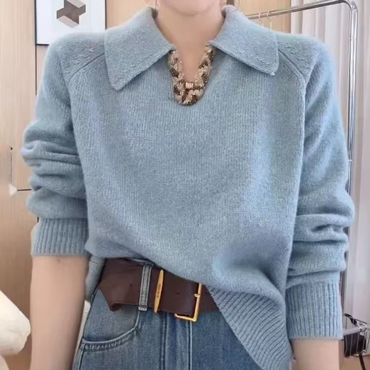 V领毛衣女秋冬慵懒高级感宽松软糥洋气针织上衣