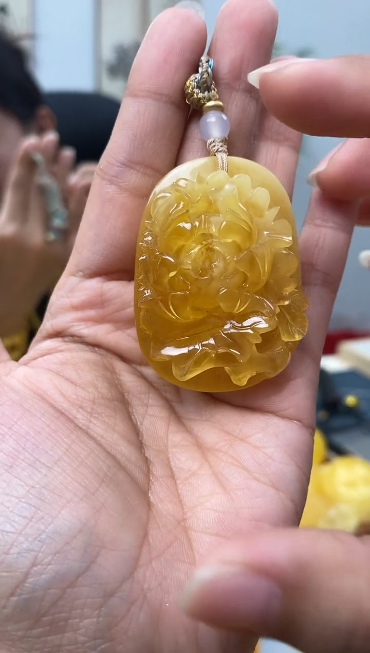 【闪购商品】琥珀裸石未镶嵌天然琥珀蜜蜡牡丹花