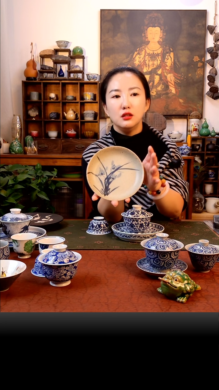 【手工手绘兰花壶承】