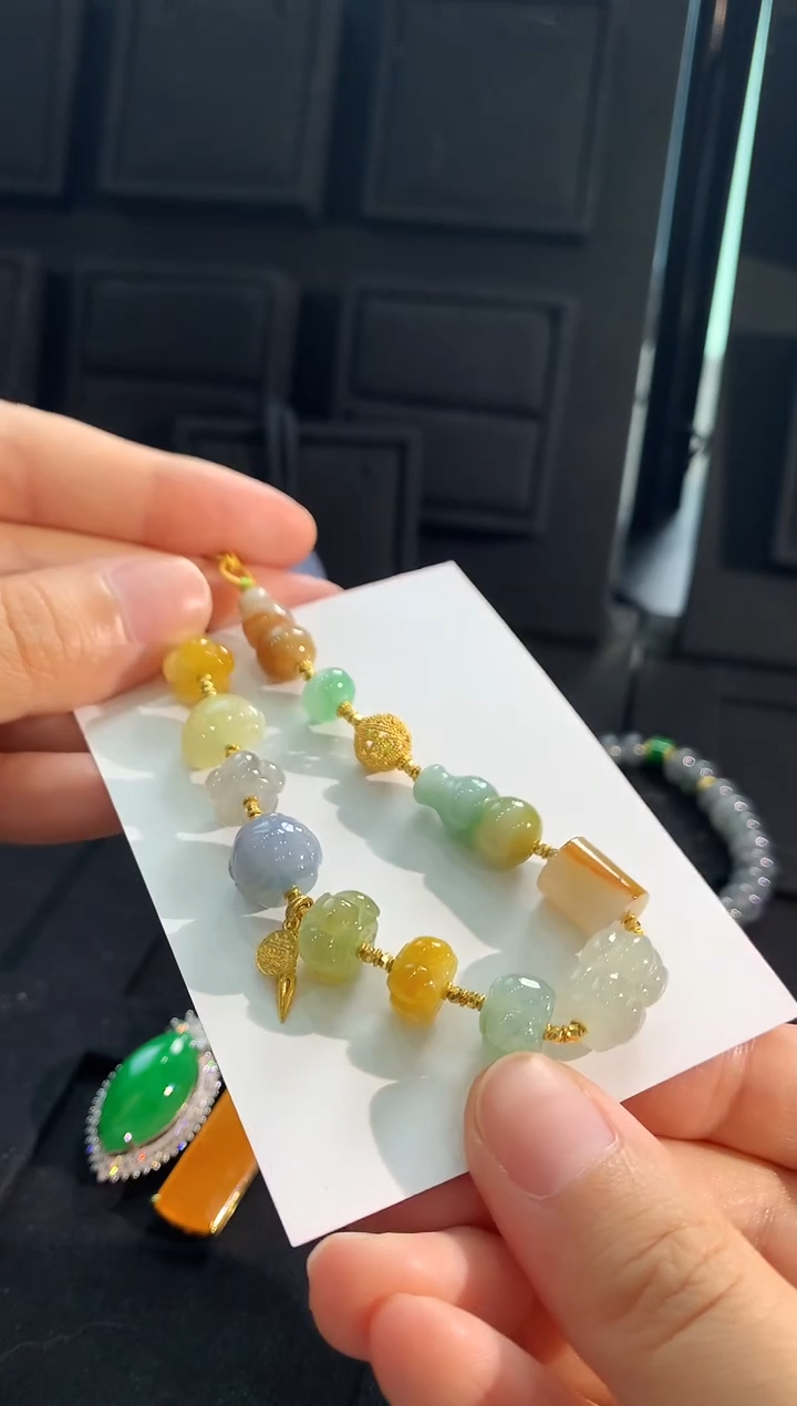【闪购商品】翡翠手链18K金镶嵌手饰