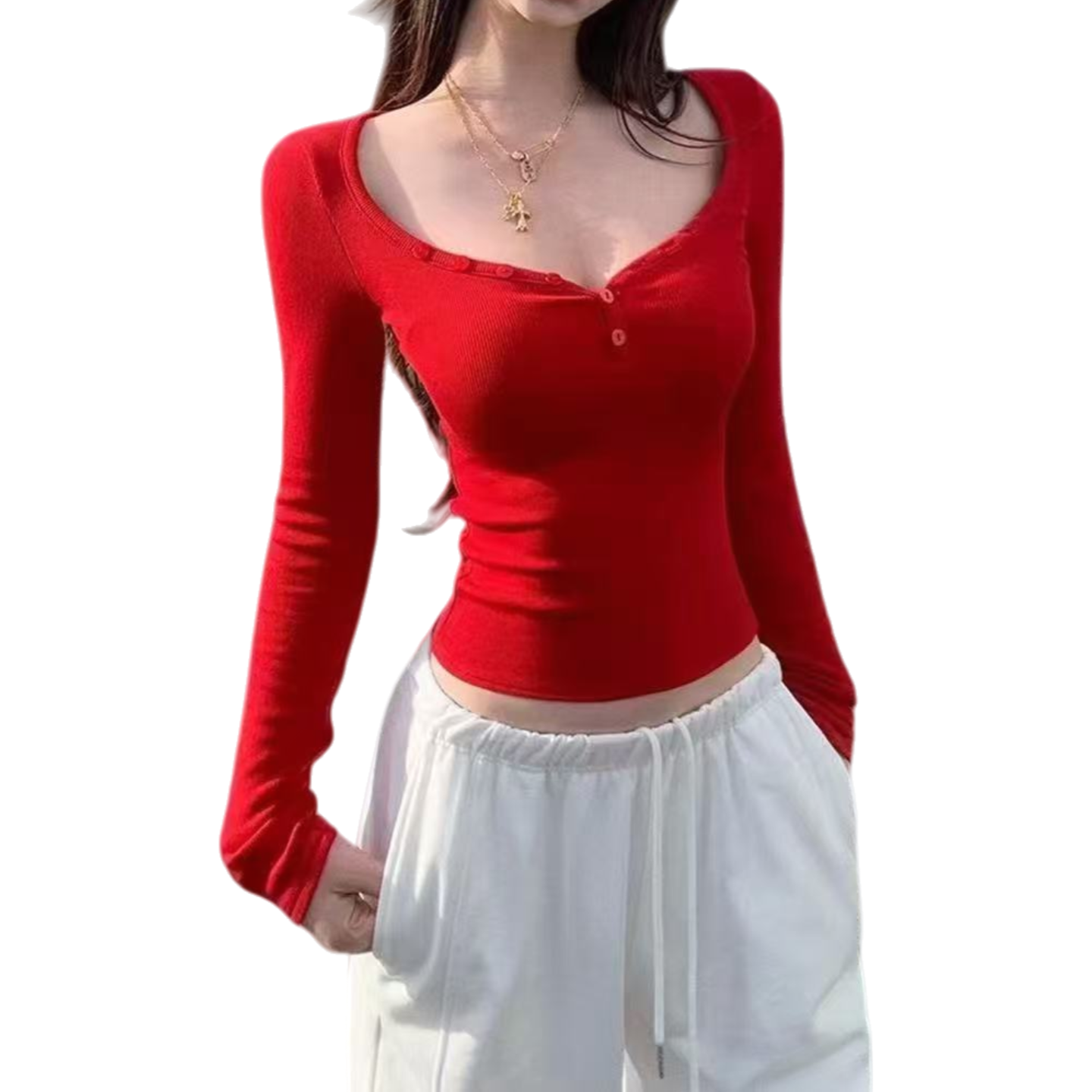 午餐肉家桃心领修身t恤秋冬磨毛长袖上衣8888