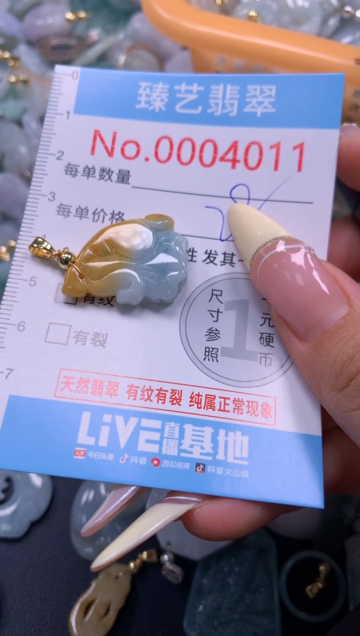 翡翠未镶嵌颈饰含绳0004011