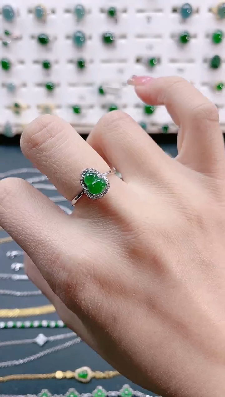 【闪购商品】翡翠戒指银S925镶嵌天然翡翠