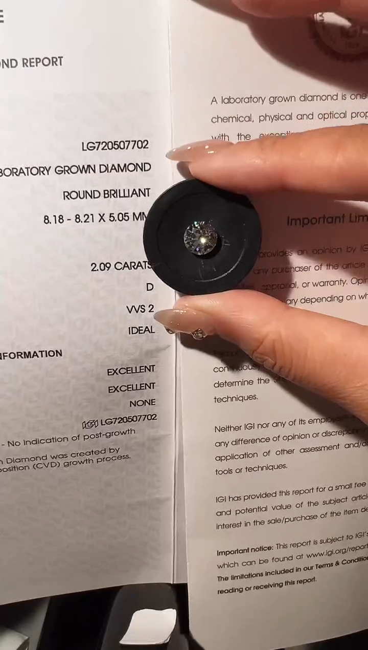 裸石实验室培育钻石LG7702 2.09ct