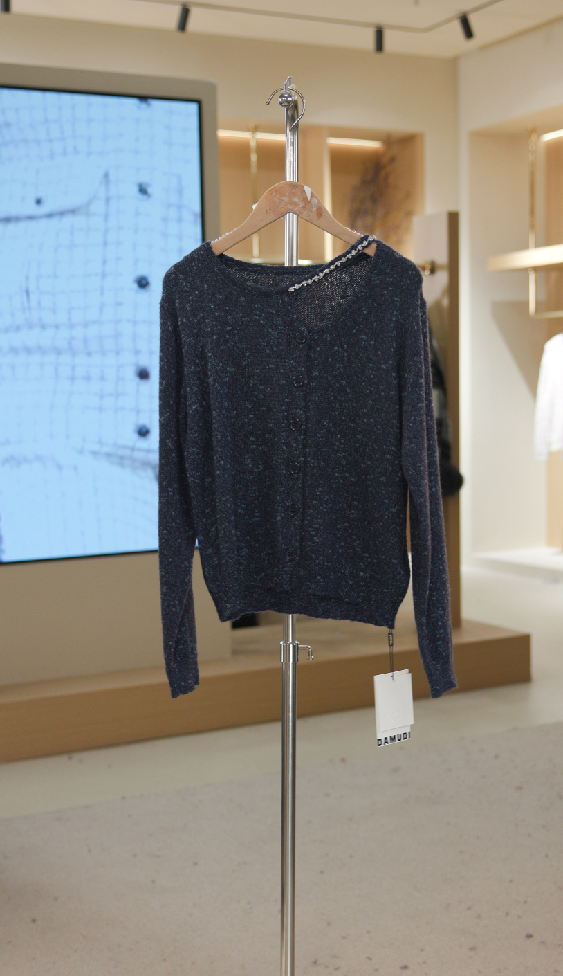 861-25210蓝 气质长袖针织衫时尚显瘦休闲百搭