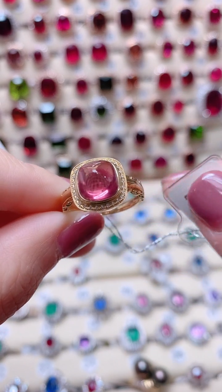 【闪购商品】碧玺18K金戒指18K金镶嵌1