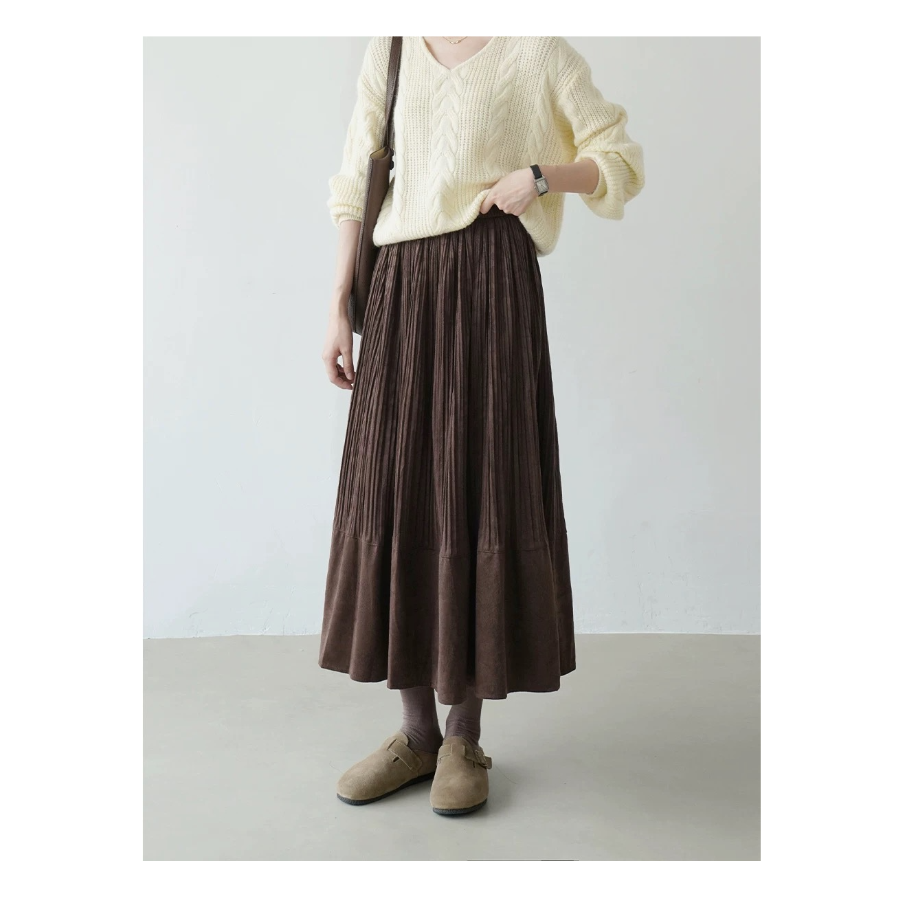 【婷哥定制 玫瑰雪落】秋季大码女装百褶裙高腰显瘦百搭裙TGW41723