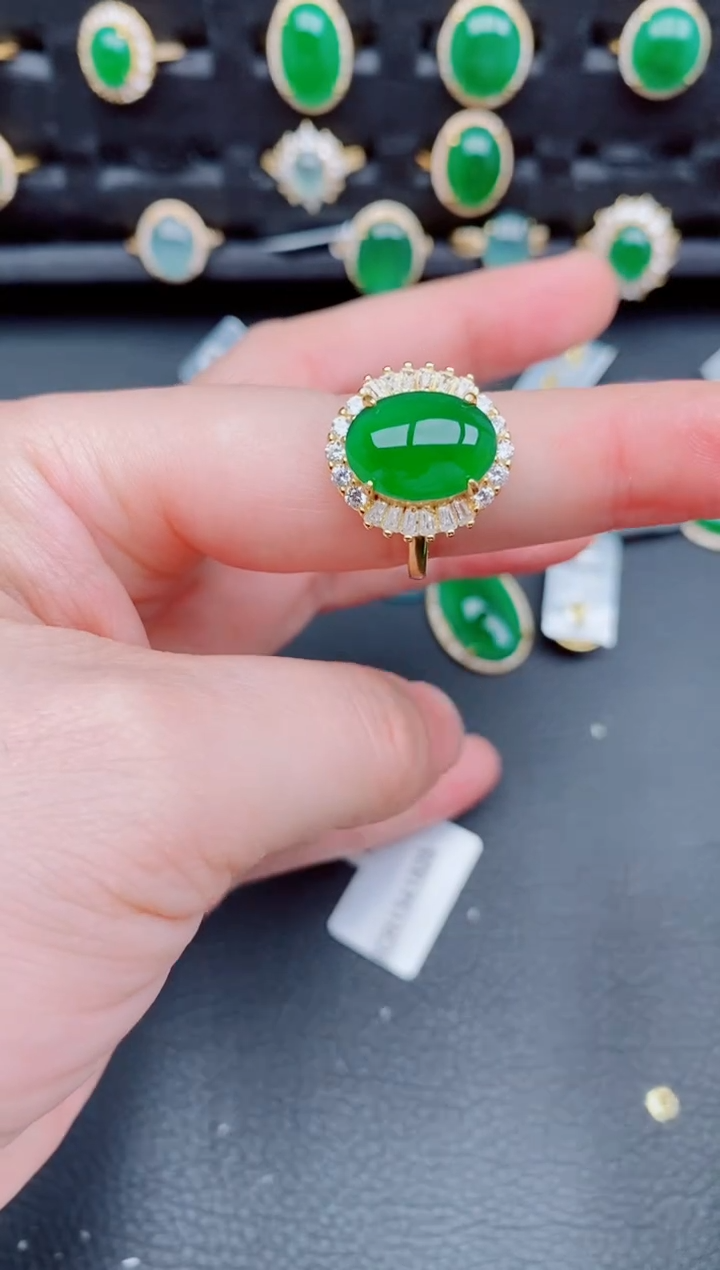 【闪购商品】翡翠戒指银S925镶嵌天然a货翡翠467