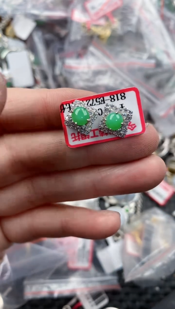 银S925镶嵌戒指翡翠1010---8