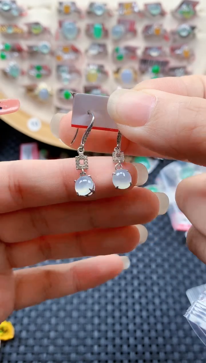 银S925镶嵌戒指翡翠天然A货缅甸翡翠