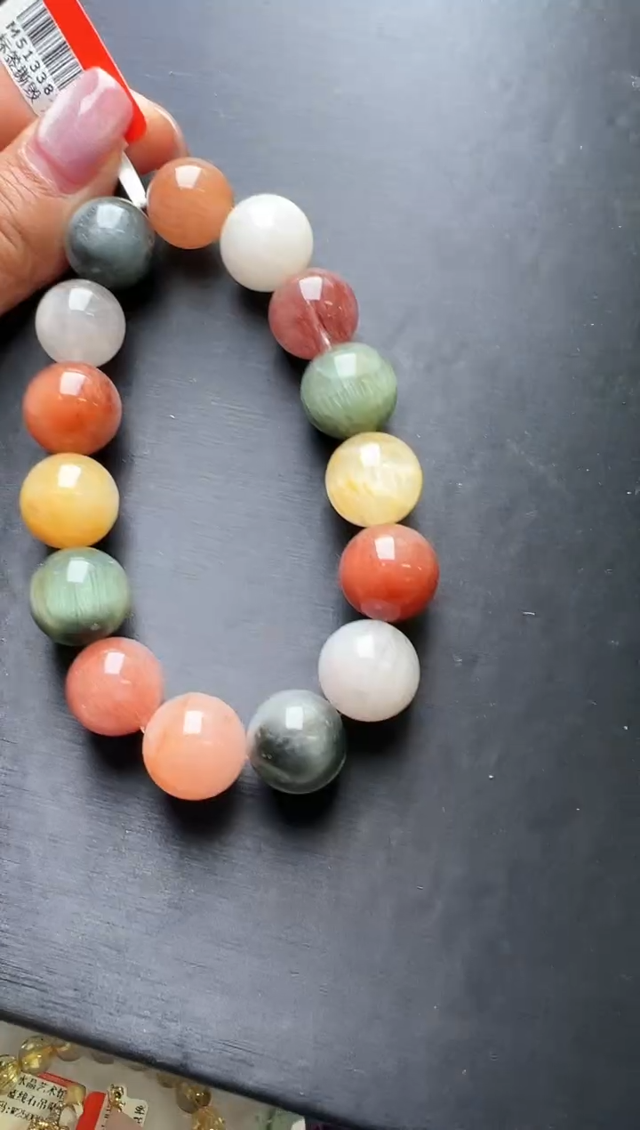 手串未镶嵌水晶彩兔毛手串14m+ M51338X