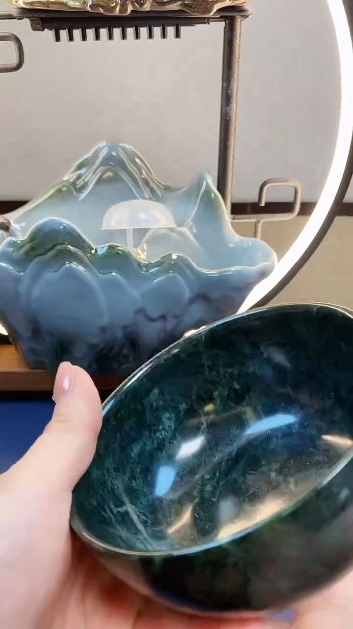 【闪购商品】蛇纹石玉碗未镶嵌碗