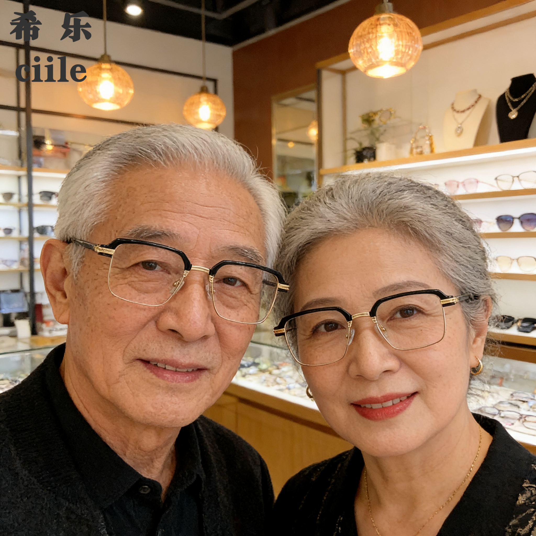 26新款时尚黑金框聚焦老花镜防蓝光防辐射中老年人抗疲劳老花眼镜