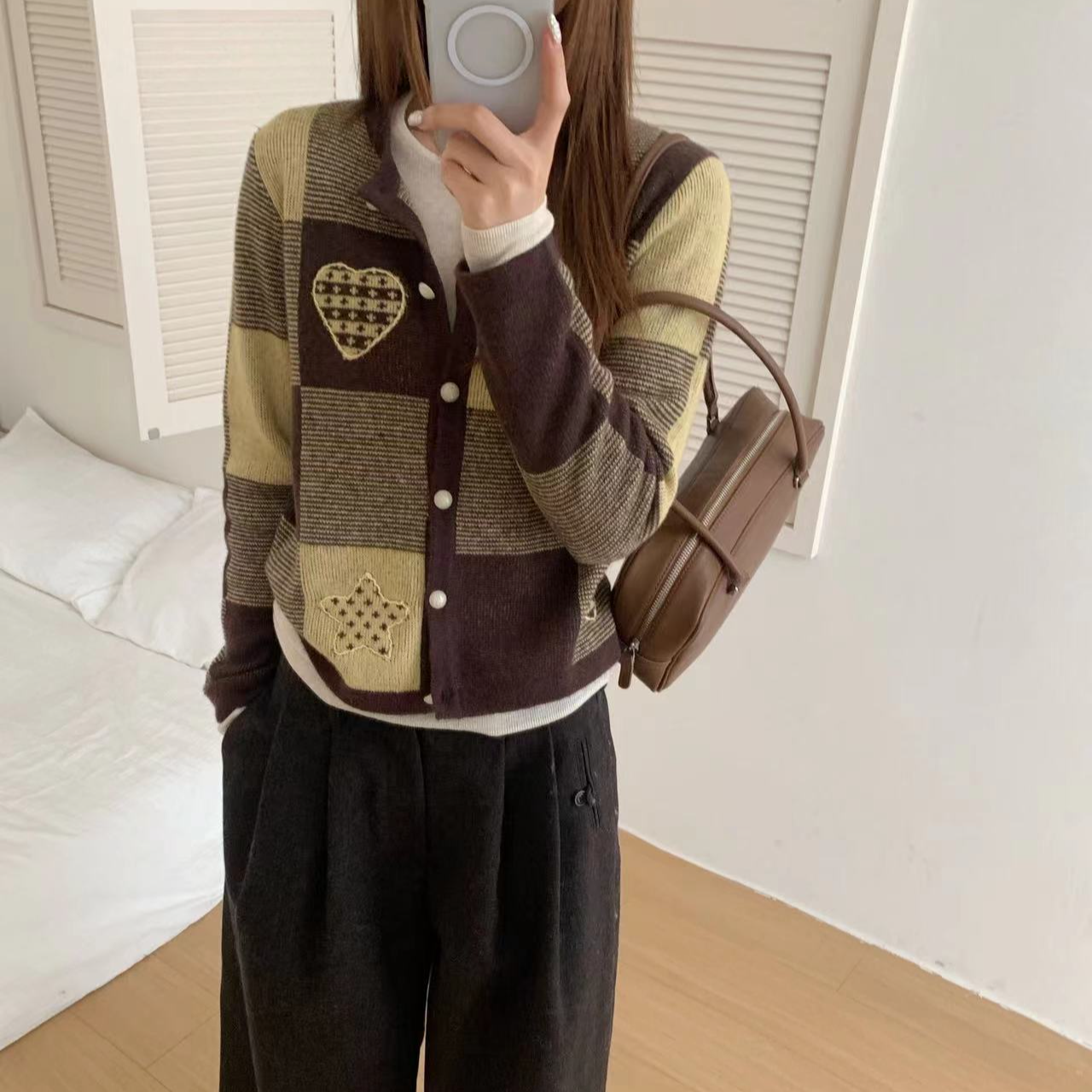 【玥玥家】不可机洗-羊绒+羊毛+莱赛尔-时尚圆领长袖套头开衫上衣