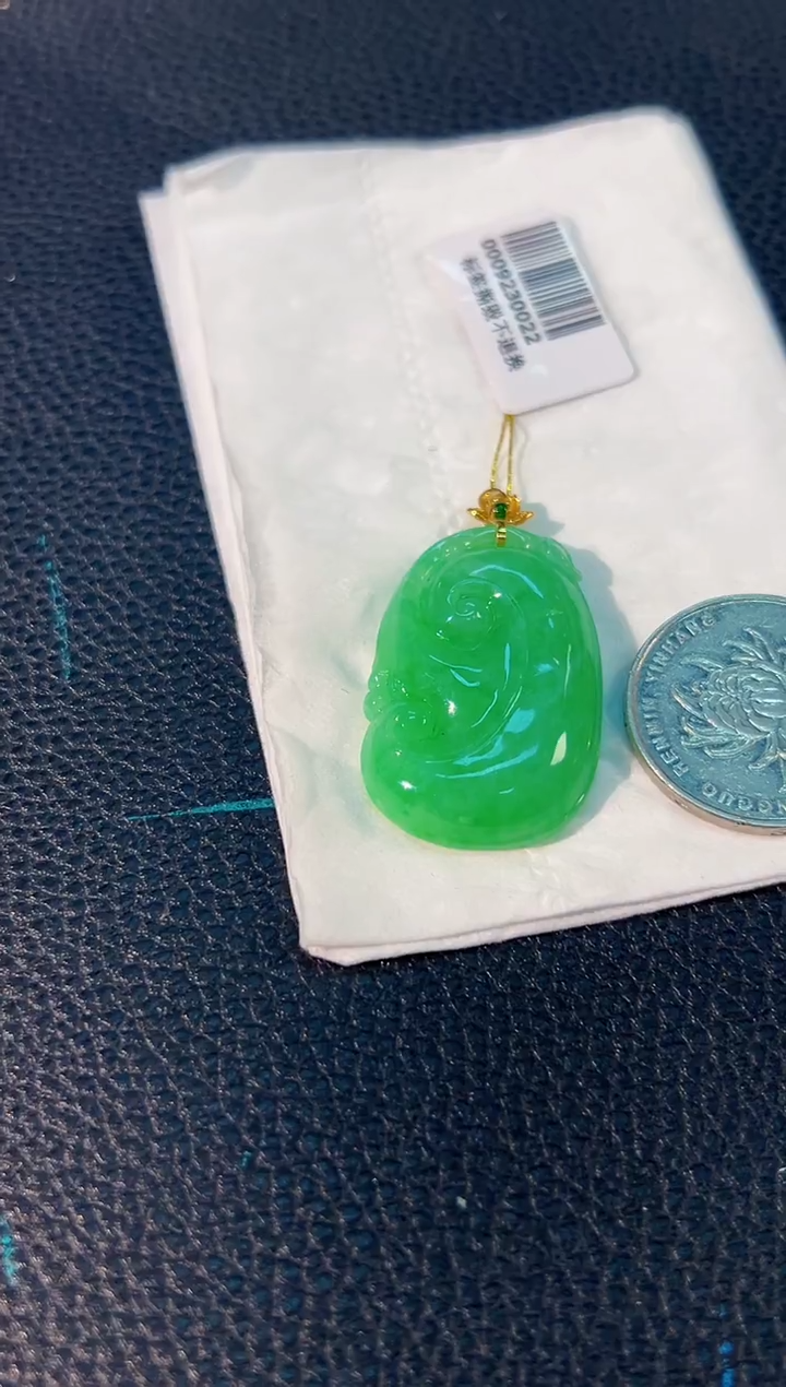 颈饰18K金镶嵌翡翠 缅料A货/支持复检/一件