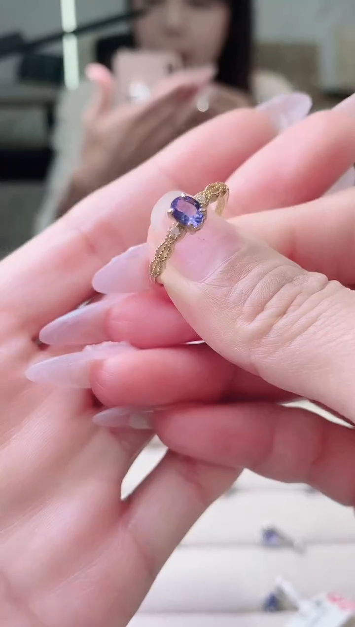 【闪购商品】坦桑石戒指银S925镶嵌lk2-105