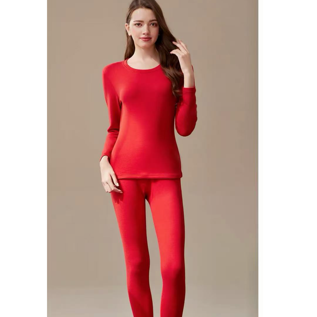 【蚕丝】女磨绒秋衣秋裤养肤圆领套装秋冬发热保暖软糯亲肤 59314C