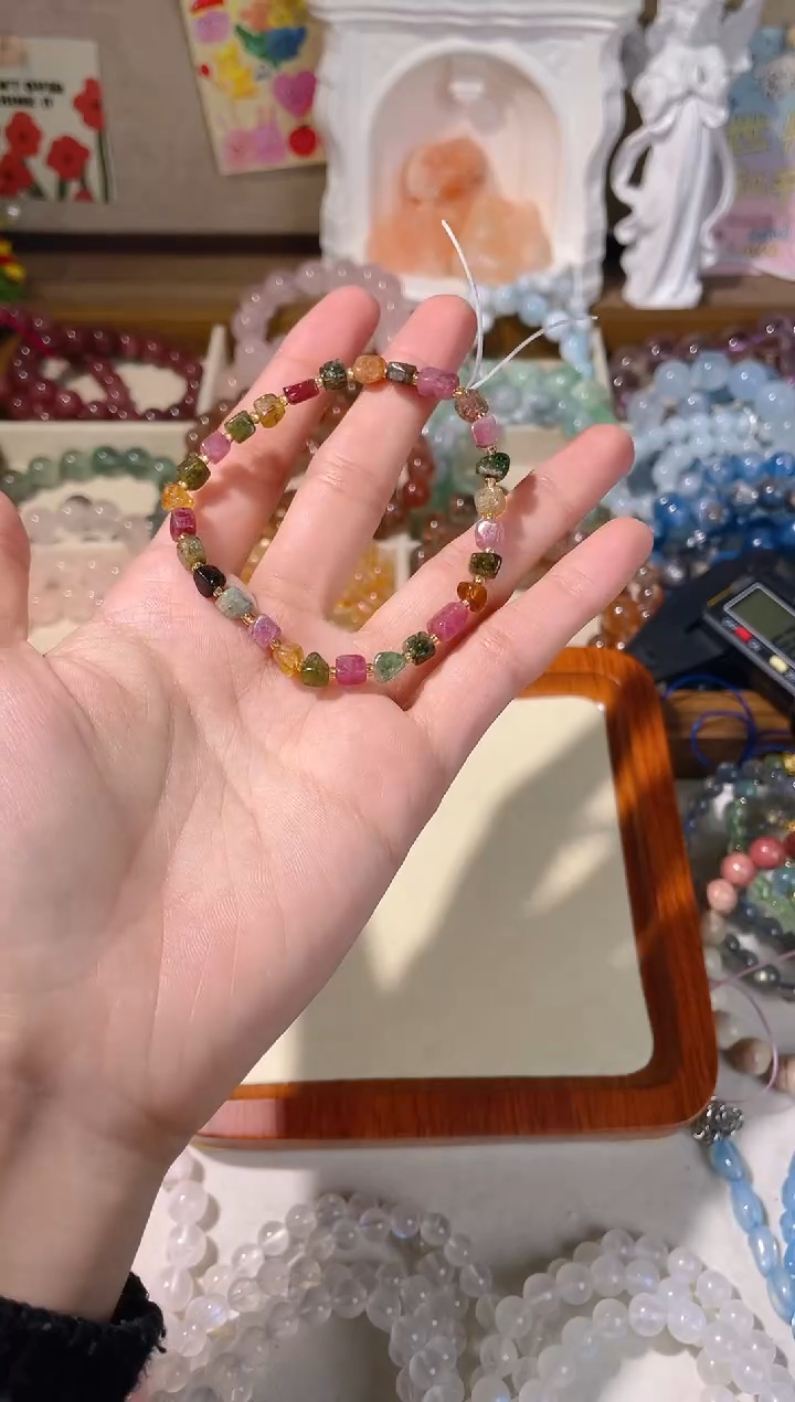 【闪购商品】烟晶手链银S925镶嵌彩碧玺