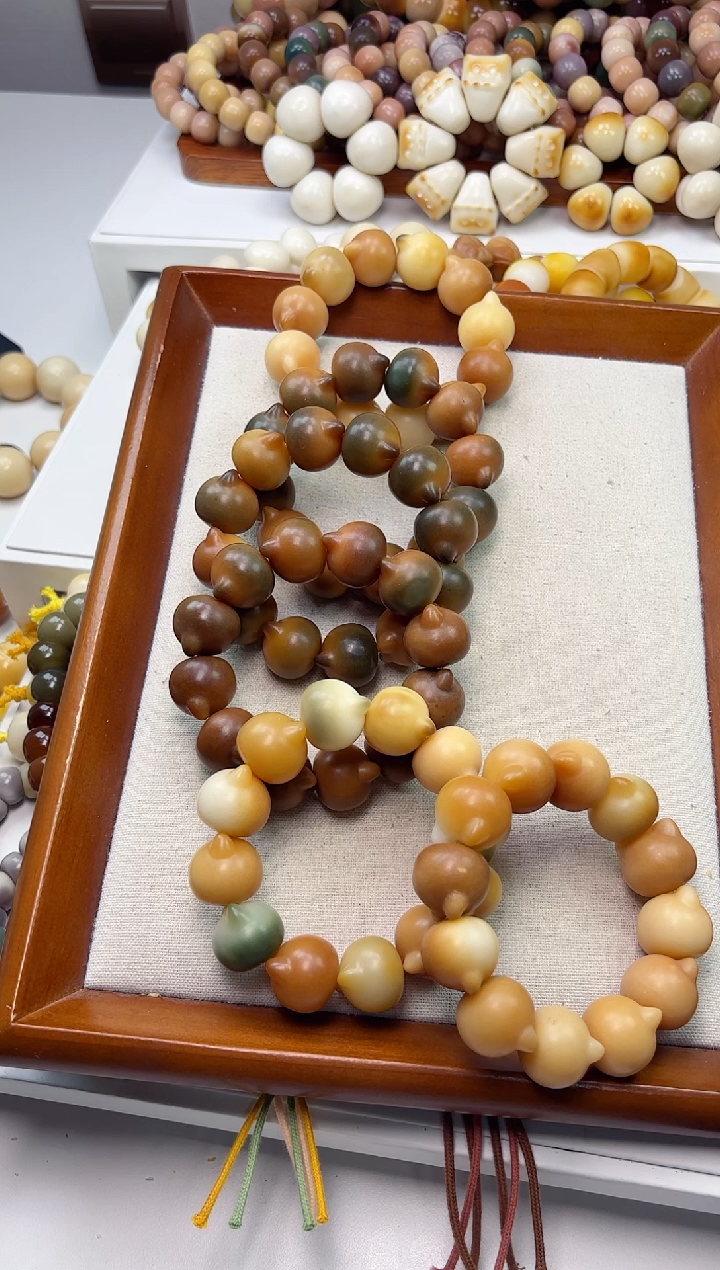 手串菩提根/象牙果沐j73干磨猫猫头23mm手串瑕疵不补随机