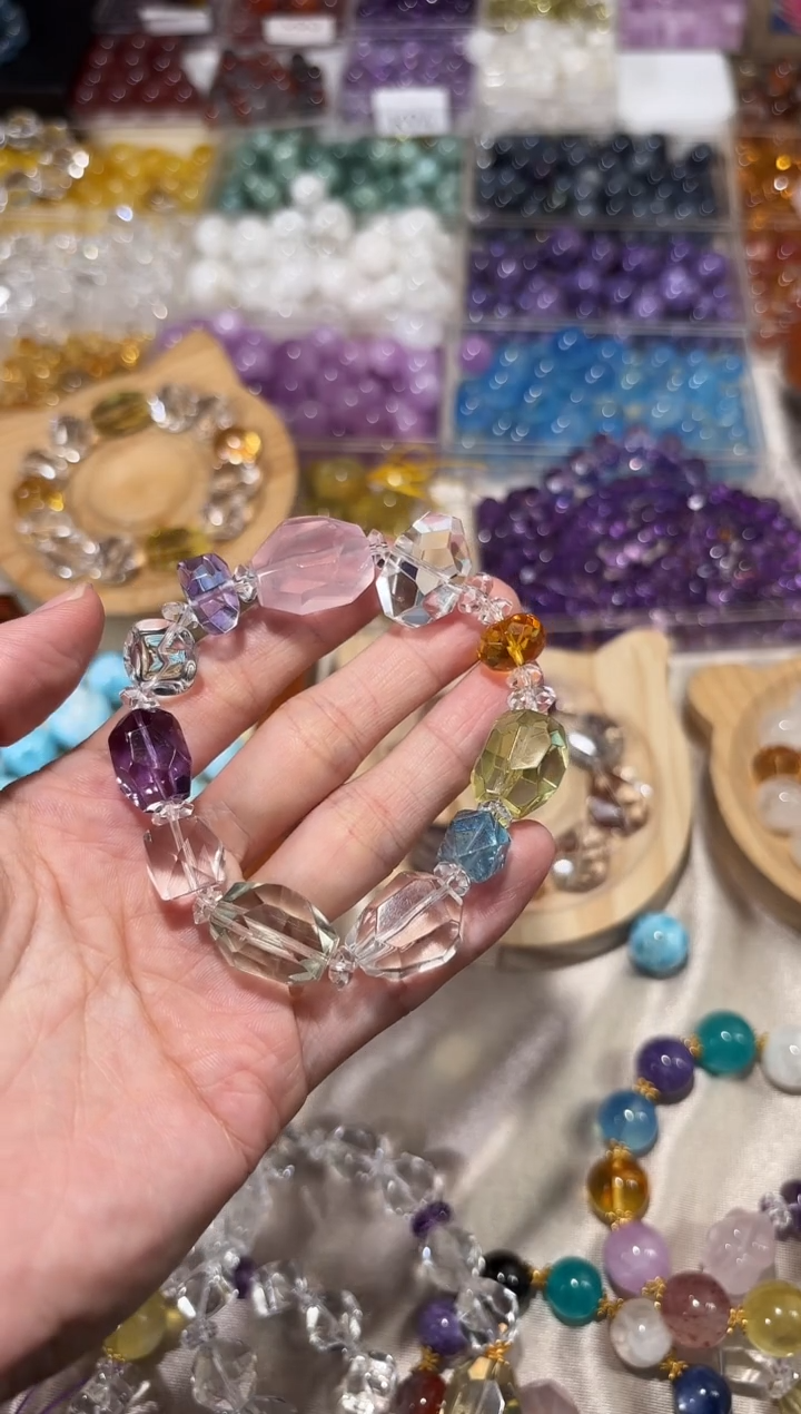 水晶手串未镶嵌X27随型多宝手串拍5