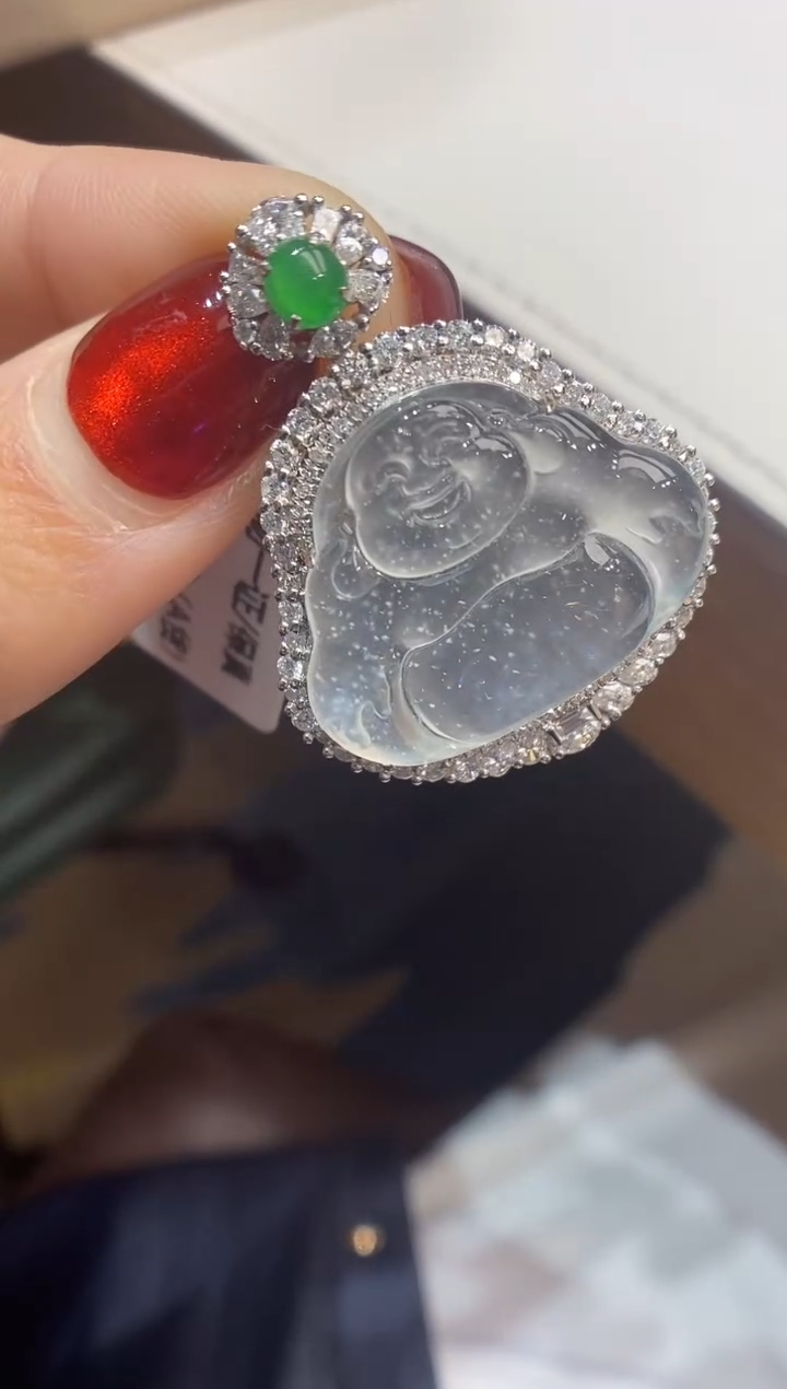 【闪购商品】翡翠颈饰18K金镶嵌佛公