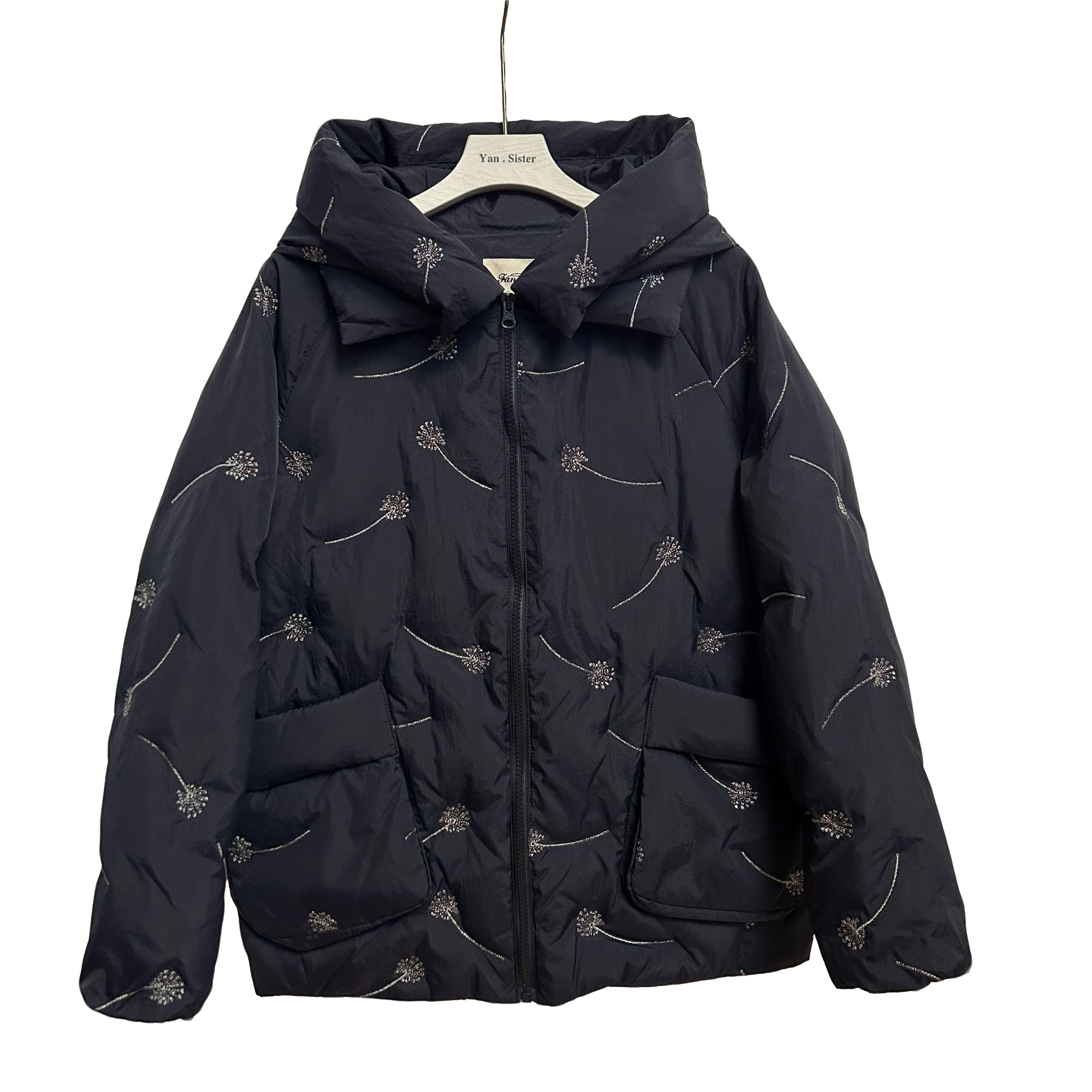 【延盛-刺绣花常规款】冬季银线刺绣花时尚连帽保暖女士羽绒衣上衣