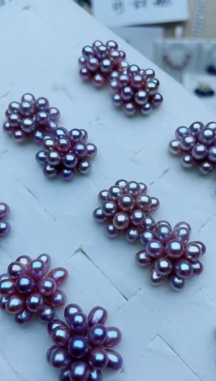 银S925镶嵌淡水珍珠耳饰耳钉多样性发其一