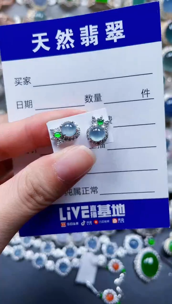 银S925镶嵌翡翠耳饰632