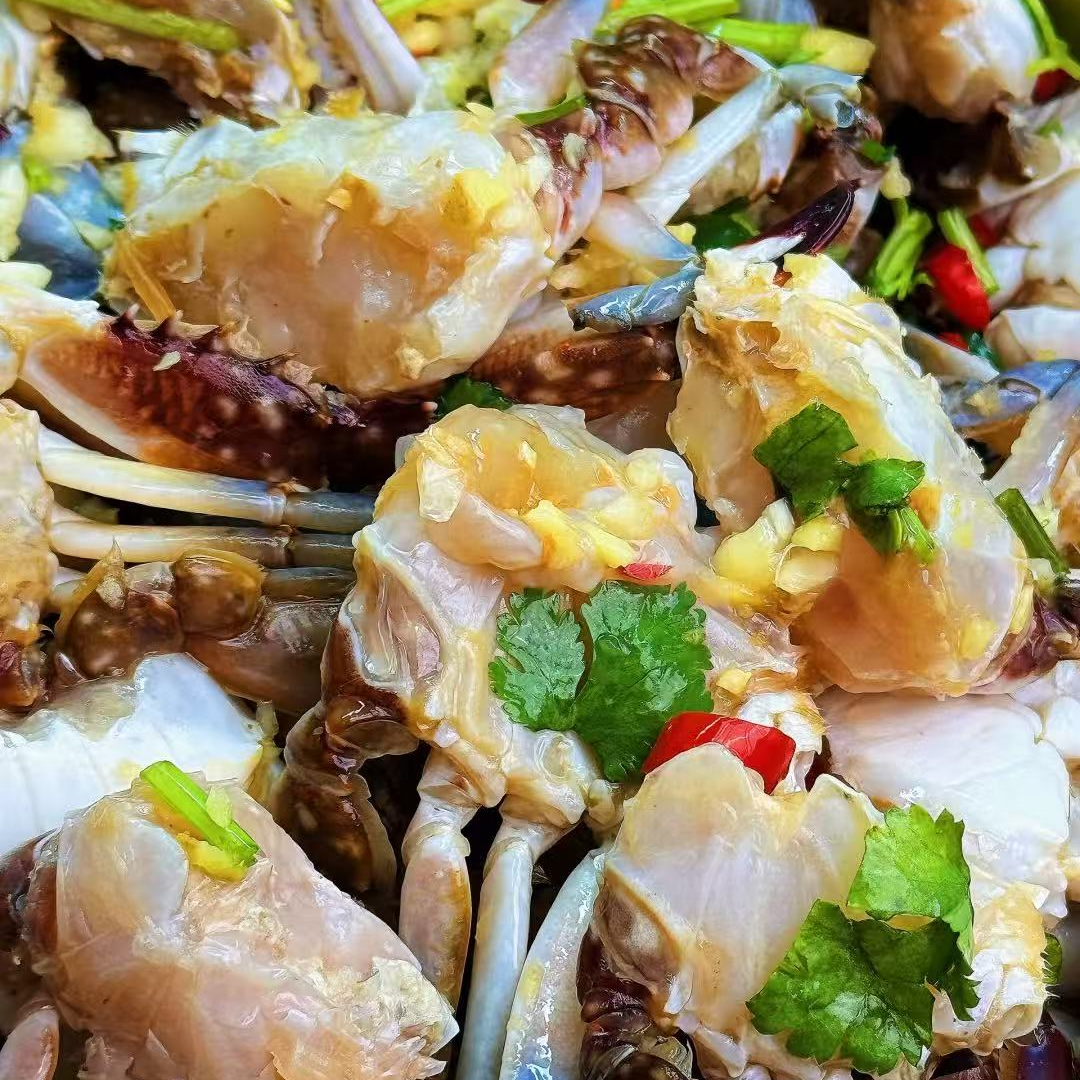 2桶共1000g沿海特色海鲜生腌蟹块 蟹肉鲜嫩 顺丰包邮
