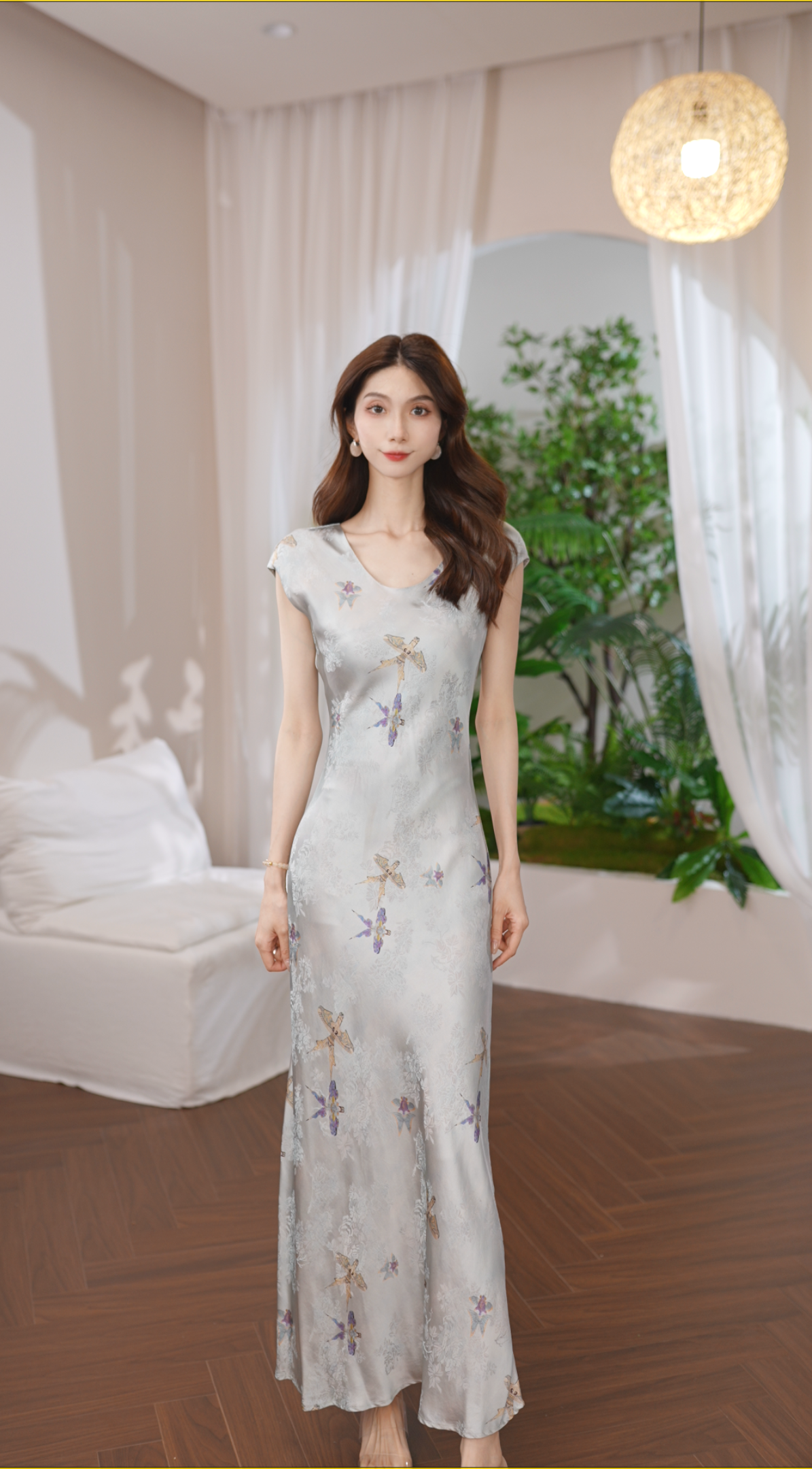 IONOY-【香云纱】G392 “纸鸢” 法式禁机洗气质印花时尚"星星