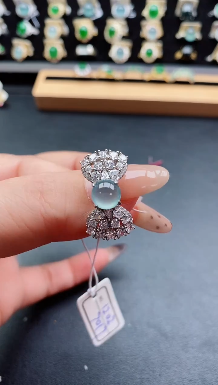 银S925镶嵌戒指翡翠1