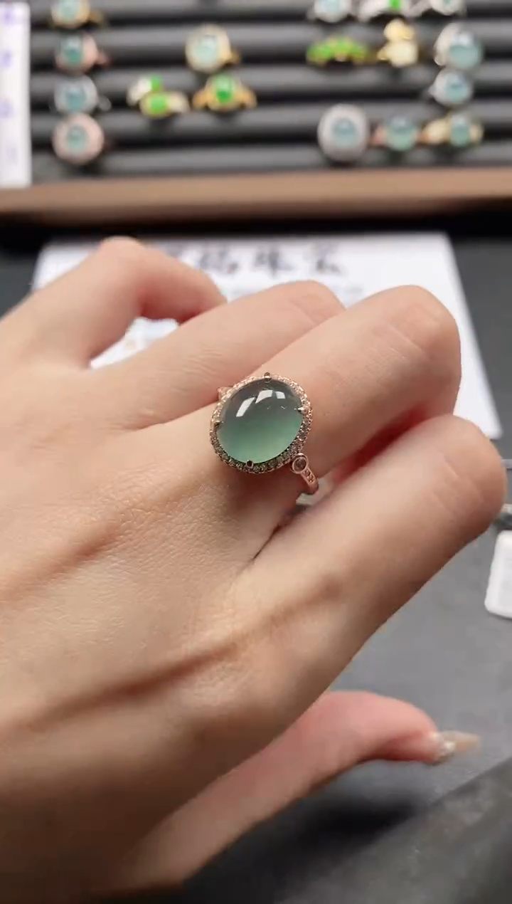 银S925镶嵌戒指翡翠51511