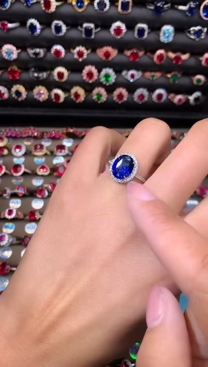 【闪购商品】蓝宝石戒指银S925镶嵌911