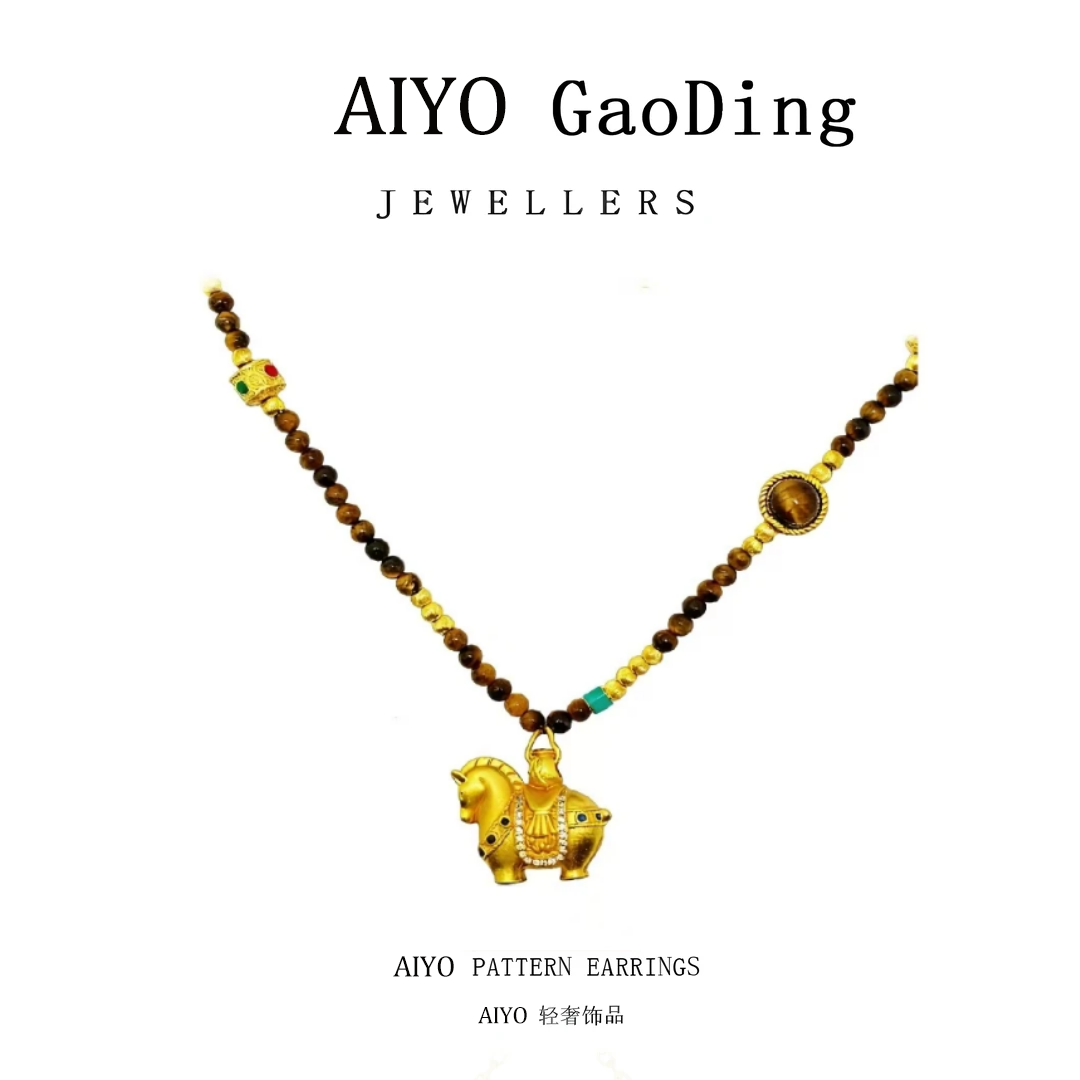 AIYO 复古串珠时尚唐马女项链毛衣链