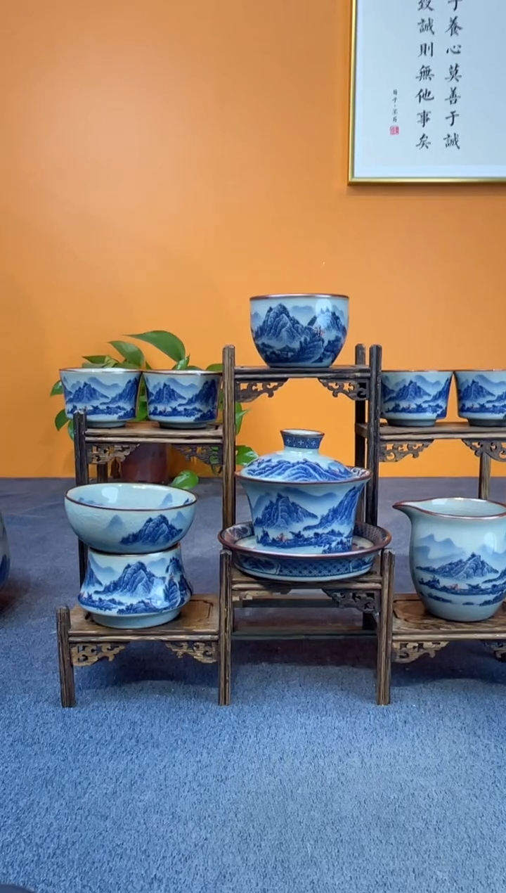 陶瓷景德镇陶瓷釉下青花八件套