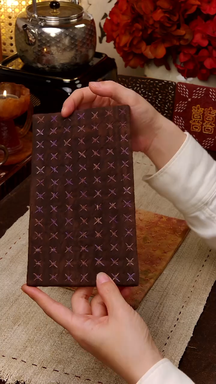  Cici手作刺子绣柿染壶垫杯垫-385