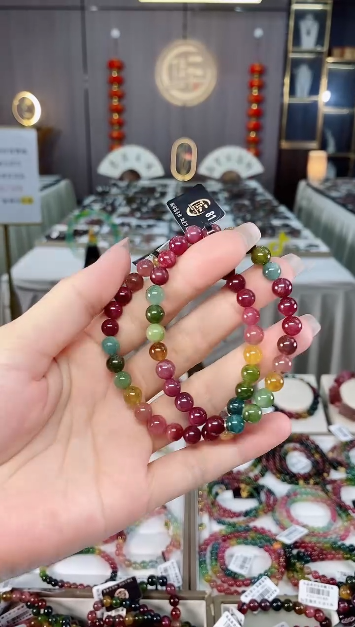 老矿碧玺单圈手串6mm+未镶嵌碧玺hon多样性发一条