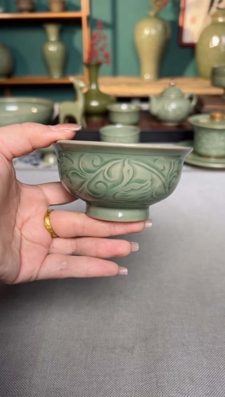 【闪购商品】其他纯手工内外双刻宝鸭穿莲压手杯特价