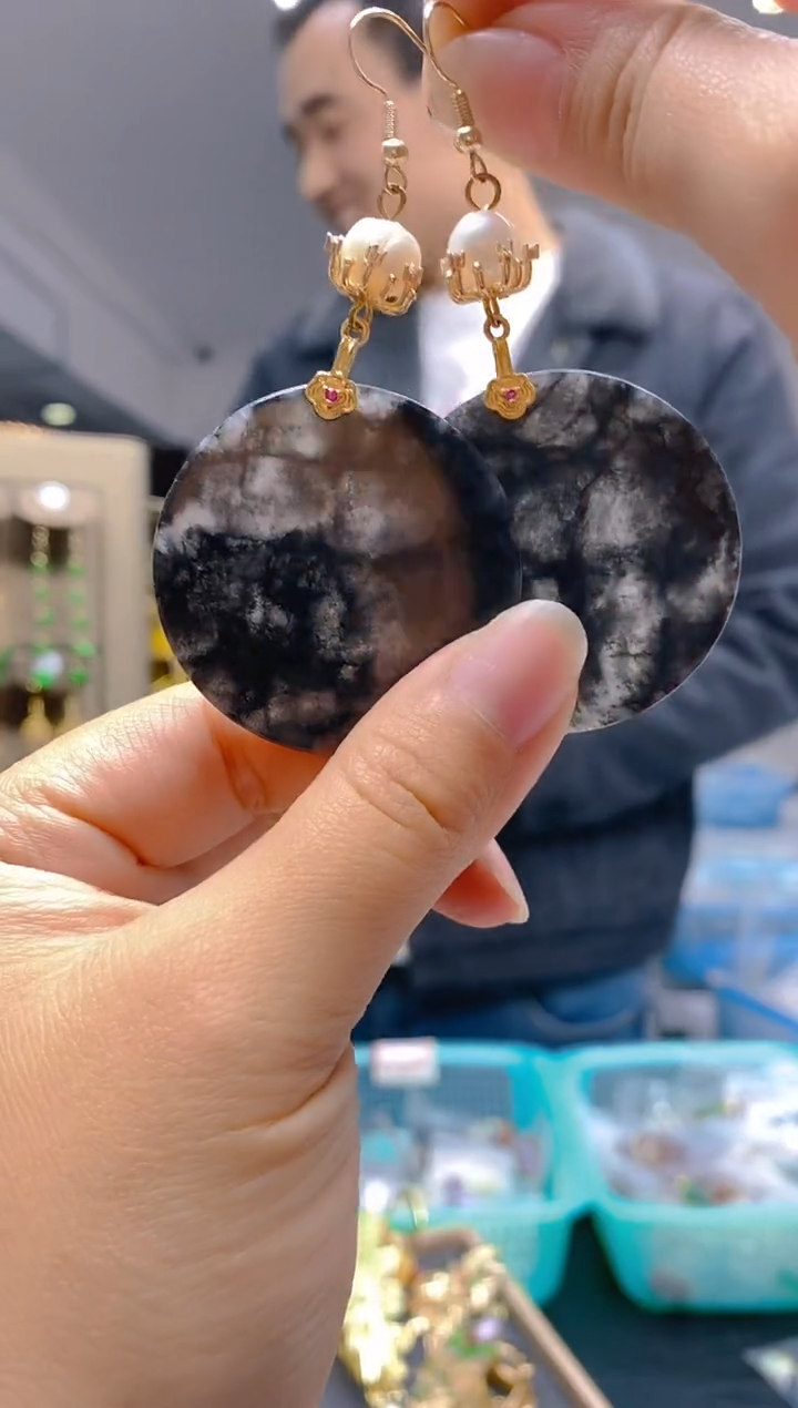 【闪购商品】翡翠耳饰合金0179翡翠耳钩