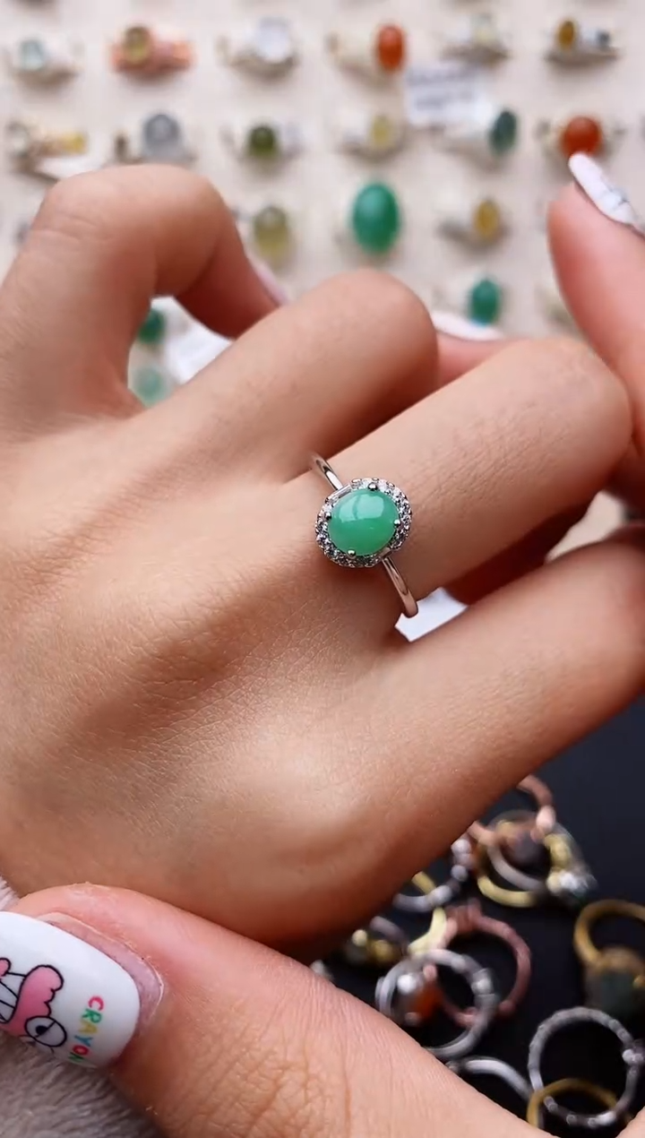 【闪购商品】翡翠戒指银S925镶嵌缅甸翡翠