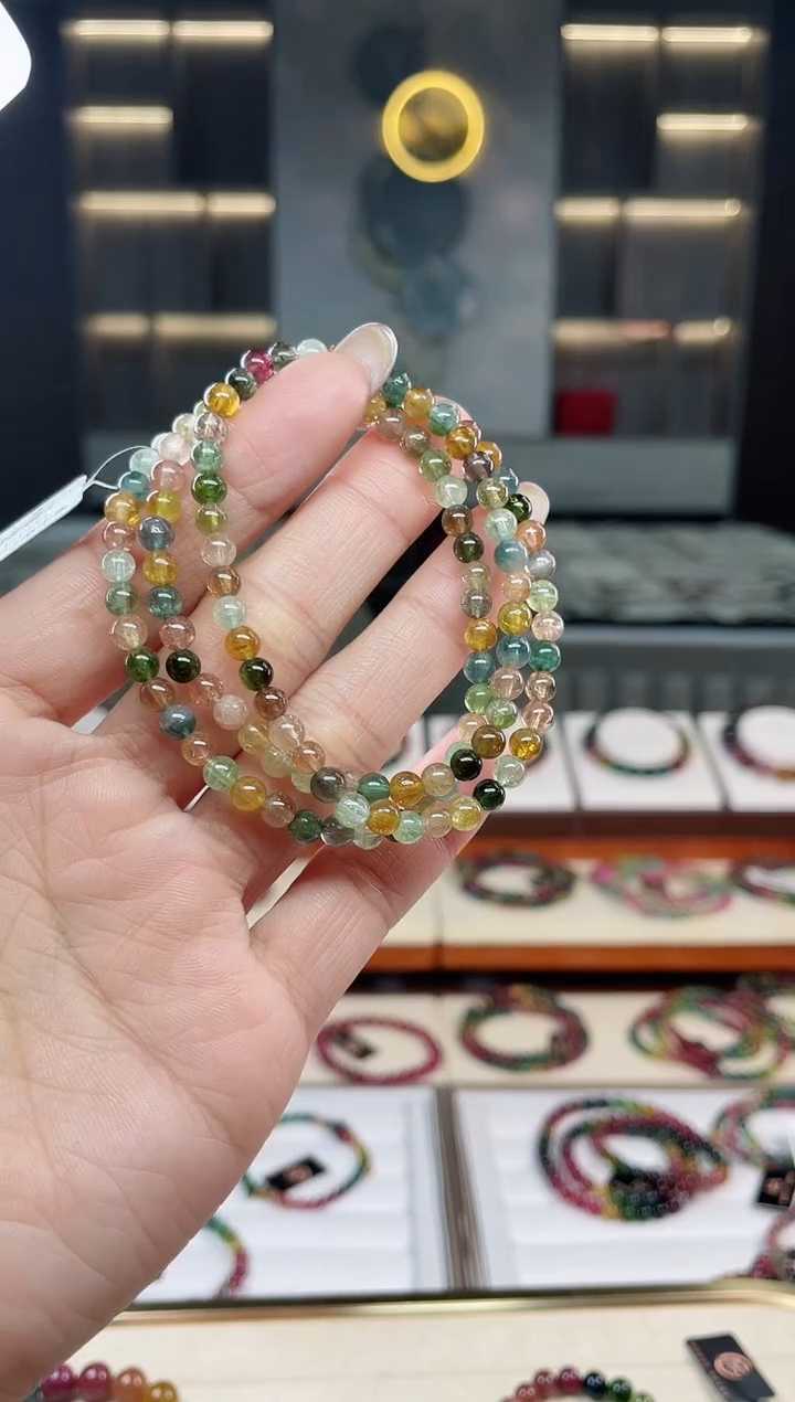 未镶嵌老矿碧玺三圈手串4mm+碧玺多样性发一条 T