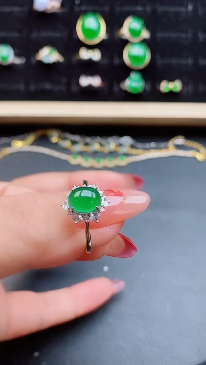 【闪购商品】翡翠戒指银S925镶嵌508050