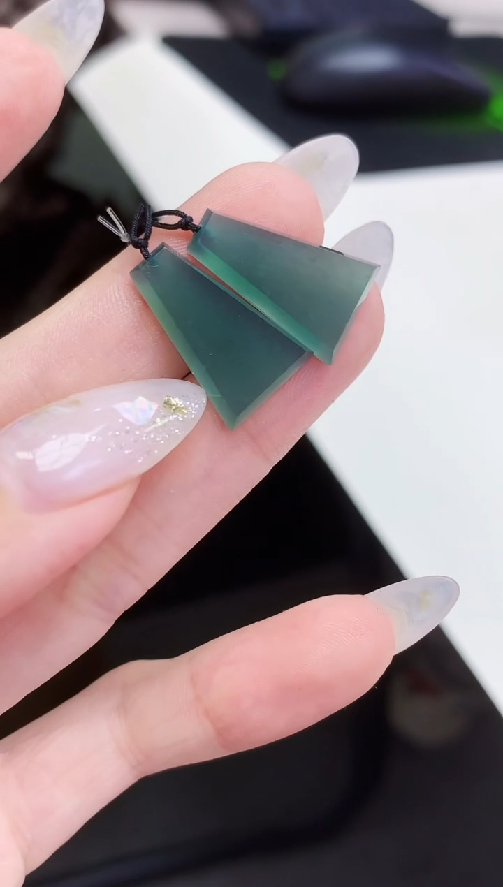 定制翡翠未镶嵌029ee-毛货32耳坠一对赠金耳钩