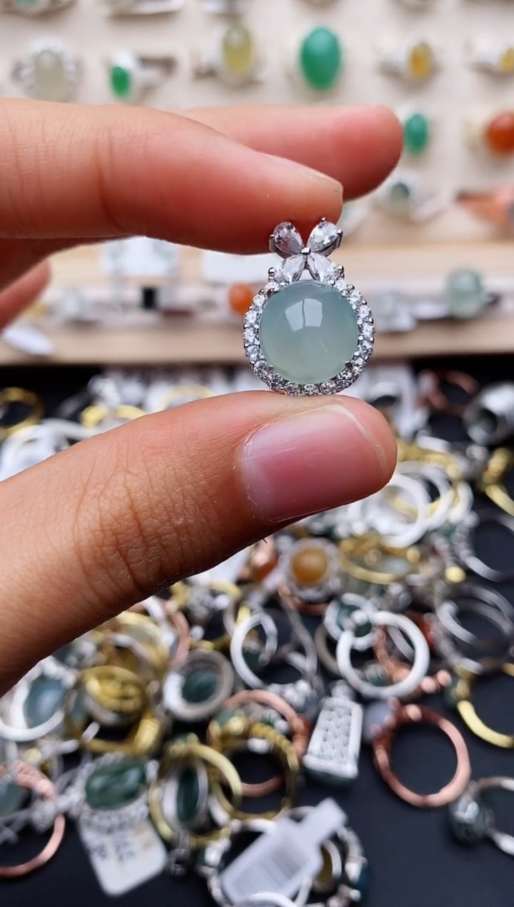 【闪购商品】翡翠戒指银S925镶嵌缅甸翡翠