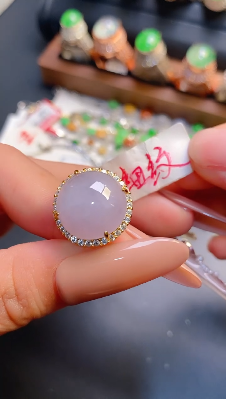 银S925镶嵌戒指翡翠天然