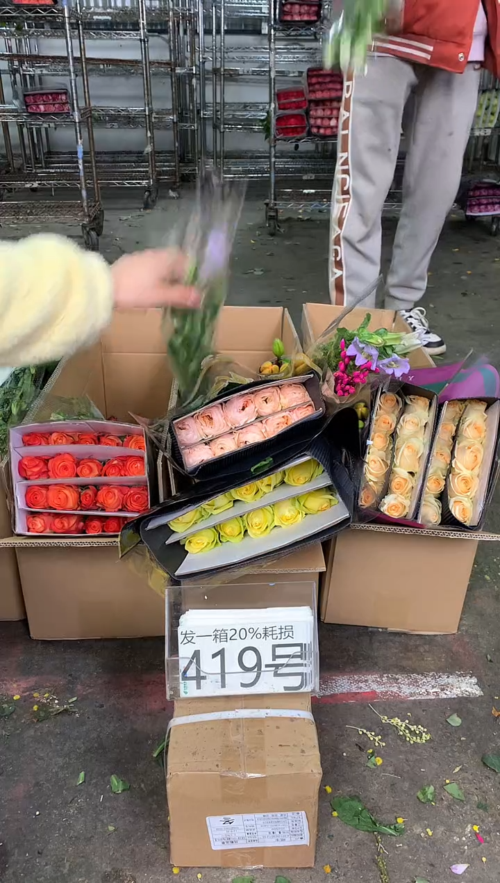 419号♥中通不指定随机颜色含20%耗损发一箱鲜花