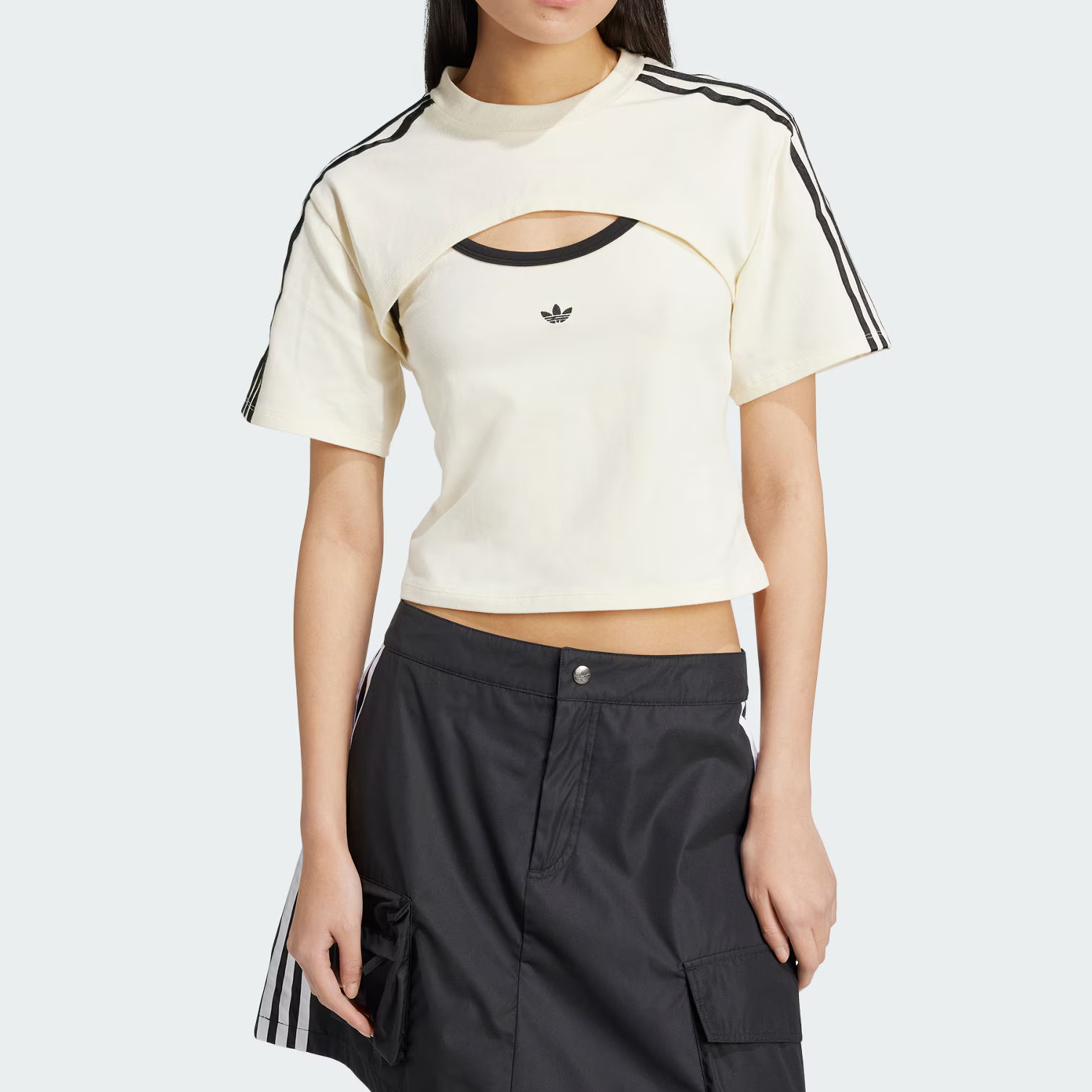 adidas/阿迪达斯女款短袖夏季三叶潮流运动二合一背心上衣JJ3090