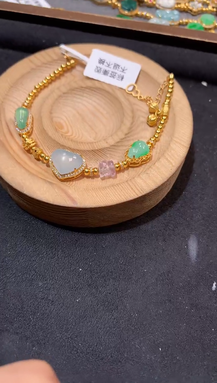 吊坠(不含链)银S925镶嵌翡翠手链