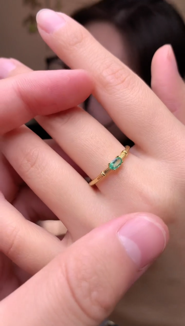 【闪购商品】祖母绿戒指银S925镶嵌戒指