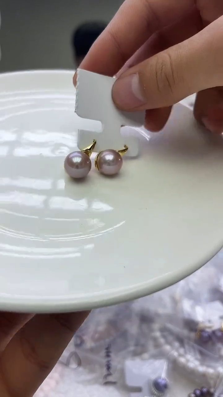 未镶嵌耳饰淡水珍珠紫色系耳饰